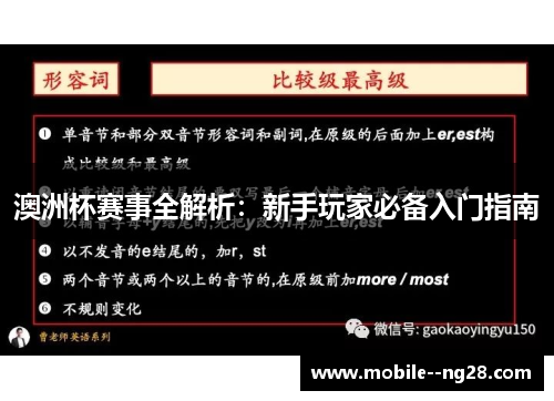 澳洲杯赛事全解析：新手玩家必备入门指南